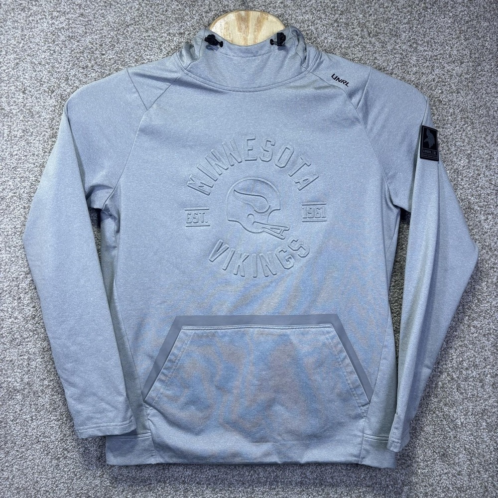 UNRL Minnesota Vikings Sweatshirt Mens Medium Gray NFL Football Hoodie Pullover